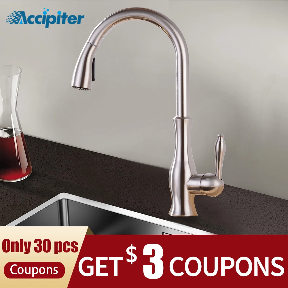

Kitchen Faucets Chrome&Gold Single Handle 360 Degree Pull Out Kitchen Tap Single Hole Handle Swivel Water Mixer Tap