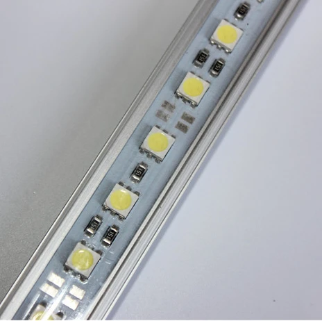 12 В 36leds 50 см led твердая полосы света 5050 бар свет Крытый U Профиль ПК молочный/clear крышка