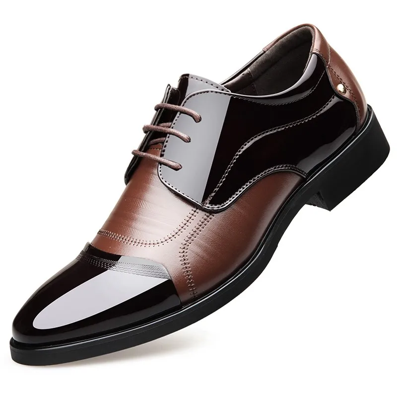 

2019 Newest Arrival Spring Autumn Pointed Toe Men Dress Shoes Oxfords Men Formal Shoes Lace-up Soft Business Brogue Shoes DA0145