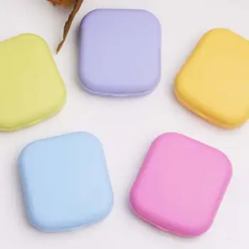

1PC Pocket Mini Simple Contact Lens Case Travel Kit Easy Carry Mirror Container Holder Invisible Solid color Glasses Box Hot