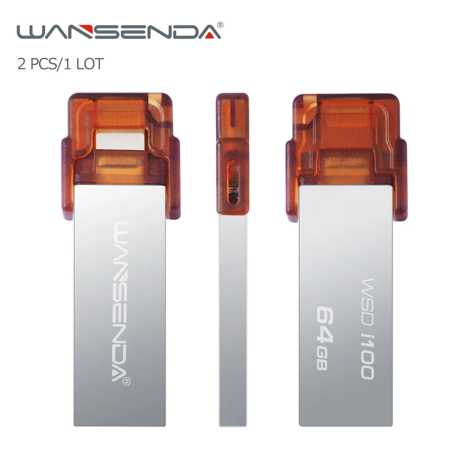 2pcs 1Lot Wansenda OTG mini Metal USB Flash Drives 16GB 32GB 64GB High Speed Pendrives for