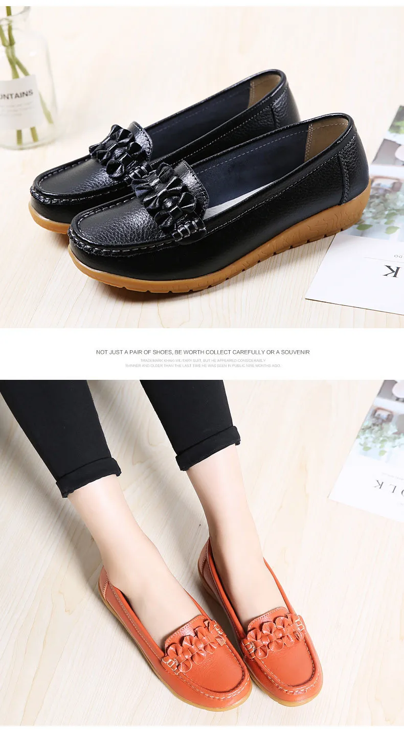 Women Ballet Flats Shoes Genuine Leather Loafers Shoes Woman Slip-on Flats Ladies Shoes Heels Creepers moccasins (10)