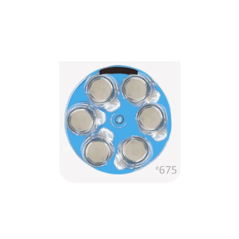 Цинково-воздушная кнопочная ячейка 675 1,4 В синяя вкладка слуховой аппарат батарея PR44 e675 заменяет P675 A675 675P 675A DA675 ZA675
