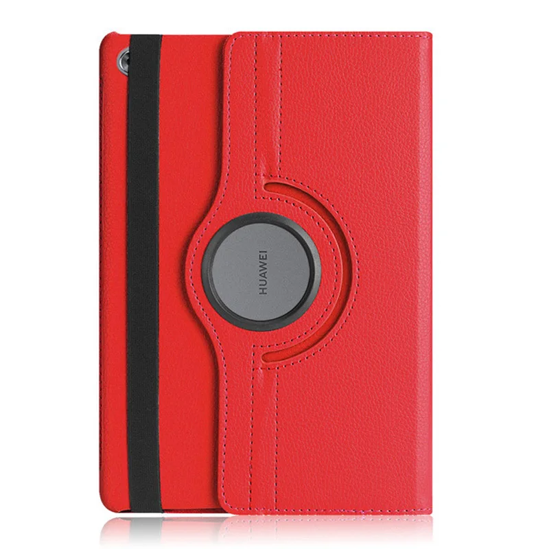 360 Rotating Case For Huawei MediaPad M5 Lite 10 Case BAH2-W09/W19/L09 10.1'' Tablet Smart Auto Sleep / Wake Stand Leather Cover - Цвет: Red