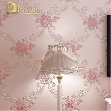 

European Pastoral Damask Floral Wallpaper For Walls Bedroom Living room Decor Embossed Pink Purple 3D Flower Wall paper Rolls