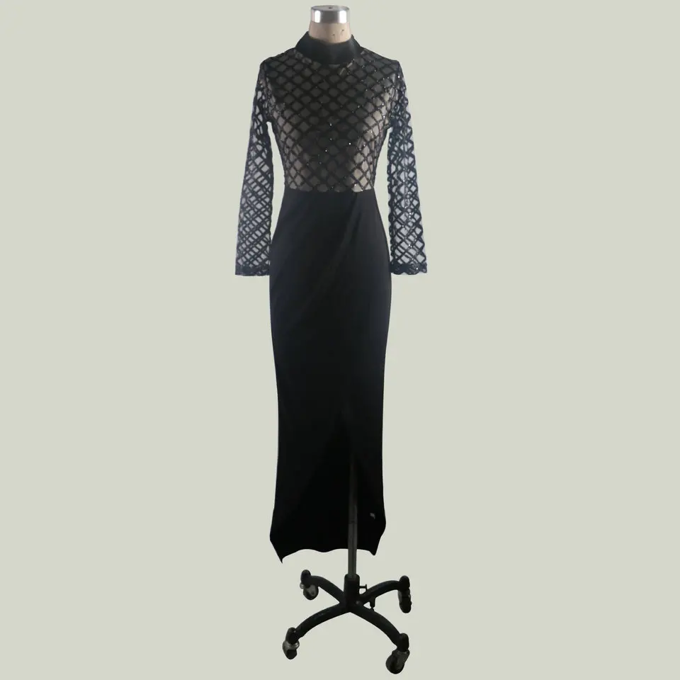 fashionable Arabic Black Evening Dresses Long 2019 Sexy Evening Gowns Women High Neck Lace glitter Lady Bodycon Club Party Dress fashionable Arabic Black Evening Dresses Long 2019 Sexy Evening Gowns Women High Neck Lace glitter Lady Bodycon Club Party Dress