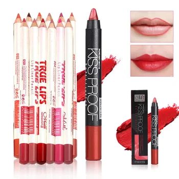 

12 Pcs Eye Liner Pencil with 1 Pcs Lipstick Set Lip Liner Pencils Waterproof Cosmetics Long Lasting Hot Mdf