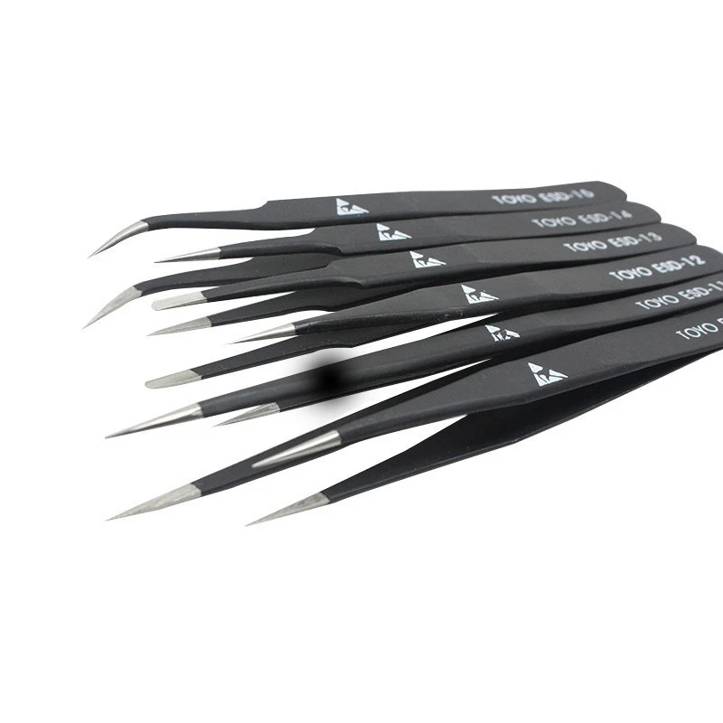 

Good Quality TOYO ESD Tweezers Anti-static ESD 10-15 Tweezers Set For BGA SMT Soldering Rework 6 different sizes