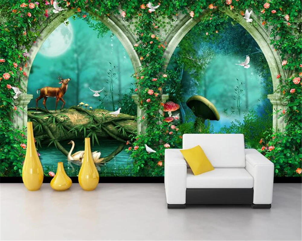 Beibehang Fertigen Jede Grosse 3d Tapete Schone Traum Bogen Marchen Wald Garten Tapeten Fur Kinder Zimmer Tapeten 3d Wallpaper Wallpaper Beautifulroom Wallpaper Aliexpress