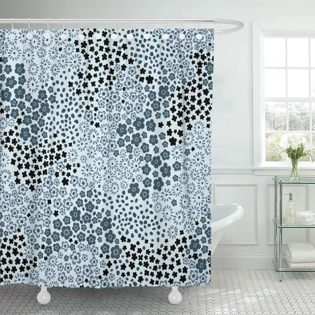 

Shower Curtain with Hooks Cute Graphical Artistic Little Ditsy Flower Summer Fun Flora in Bloom Fantasy Fresh Bathroom