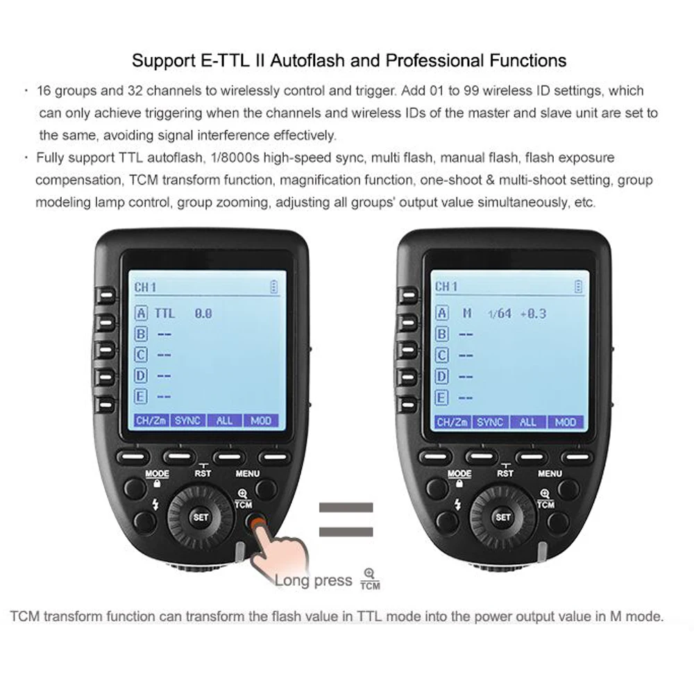 Pre-Sale New Arrival Godox E-TTL II 2.4G Wireless X system High-speed with Big LCD Screen Transmitter Xpro-C For Canon (48)