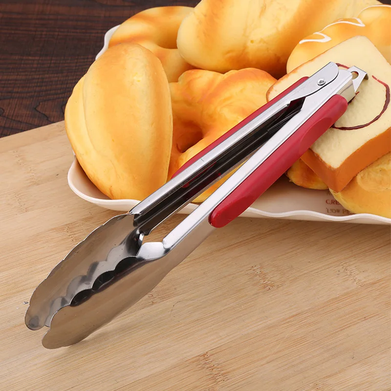 BBQ Tongs 9/12/14 inch Stainless Steel and Plastic Handle Kitchen Food Tools Clip Barbecue Clamp | Дом и сад