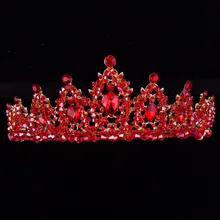 Барокко Стразы для свадебной короны тиары, сделанные вручную, с украшением красными стразами диадема, тиара для невесты повязки для волос, свадебные аксессуары для волос