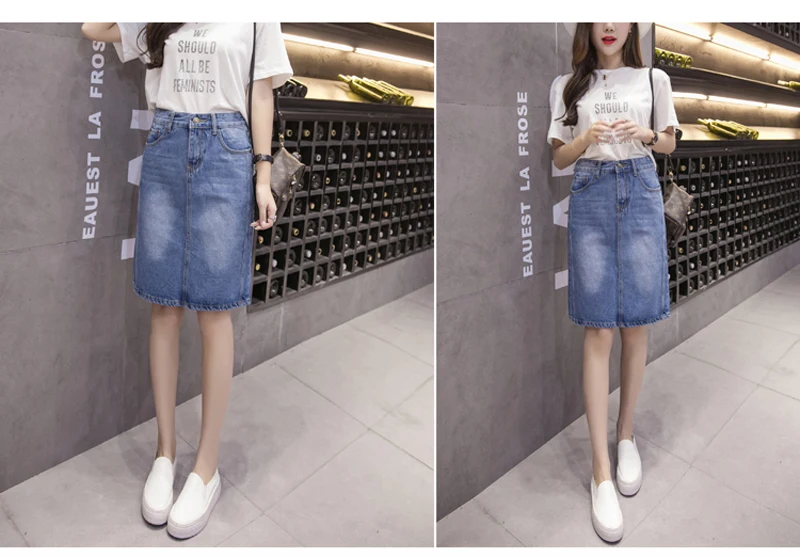 Lucyever в Корейском стиле хлопковые свободные женские джинсовые миди юбка лето платье трапециевидной формы синие женские джинсы в винтажном стиле; Повседневная хлопковая юбка размера плюс летняя стильная юбка 5XL