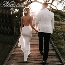 Mryarce Простое Элегантное французское Креповое свадебное платье Русалка с открытой спиной Глубокий v-образный вырез, свадебные платья