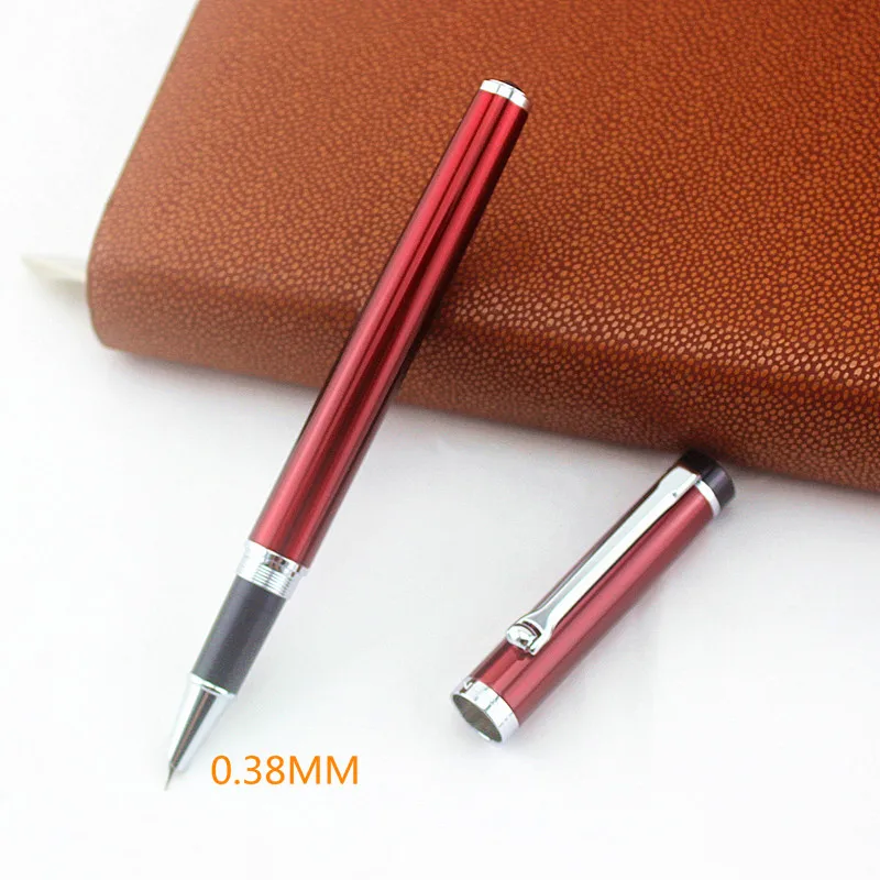 Luxury jinhao red Fountain Pen Set 0.5mm F Nib Multiple nib options Steel Ink Pens for Simple Business Gift Free Shipping | Канцтовары