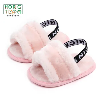 

Newborn Infant Kid Baby Girl Shoes Princess Summer Casual Fluffy Fur Soft Sole Sandals Slippers Anti-slip Crib Shoes