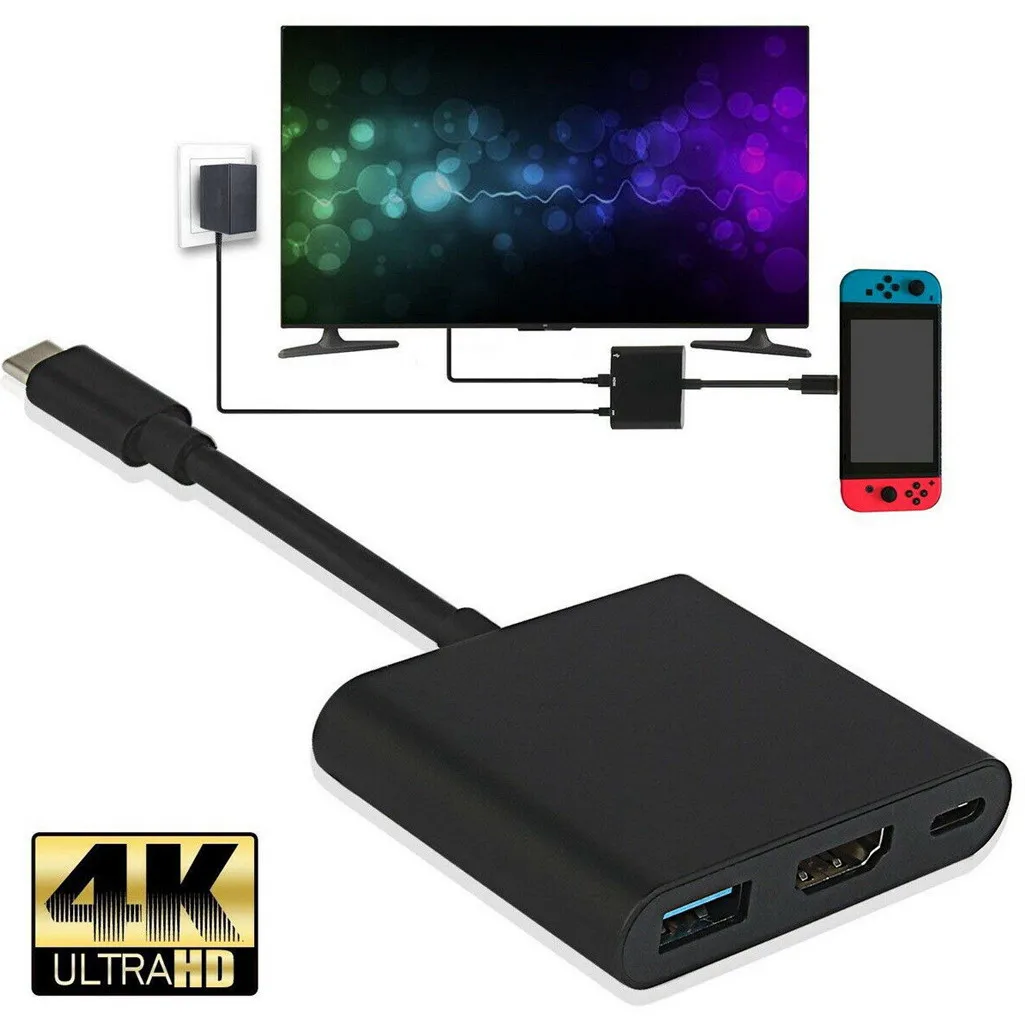 3 в 1 1080 P 4 K HDMI адаптер для переключателя USBC HDMI конвертер type-C концентратор адаптер type C адаптер для nintendo переключатель дока GH20