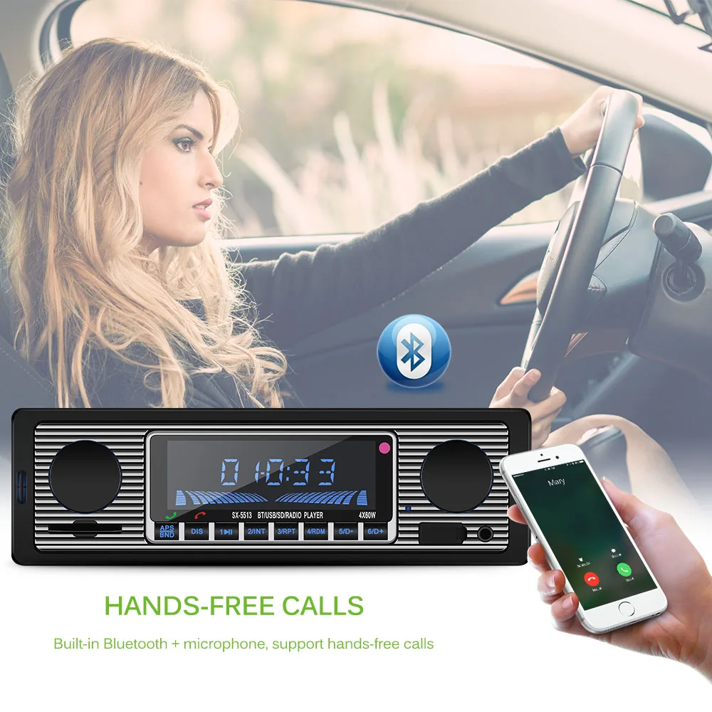 Onever автомобильное радио в-dash 1 Din в-dash стерео Bluetooth автомобильный радиоприемник Aux SD USB MMC MP3 автомобильный радиоплеер