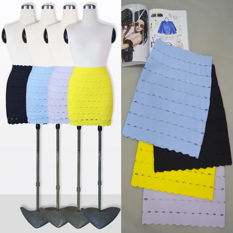 

Summer Hot Sale Women Bandage Skirt Sexy Hollow Out Pencil Skirts Crop Top Factory Price High Quality Bodycon Solid Mini Vestido