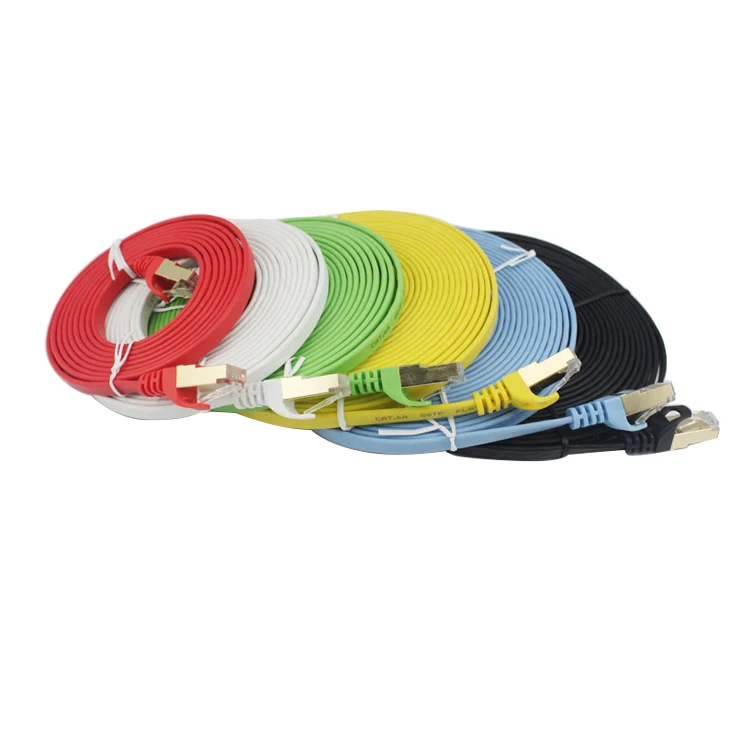 

#T001 High Speed CAT6A SSTP RED FLAT LAN Cable Ethernet Cables Network Wire RJ45 Patch Cord Cheap Price Made In China