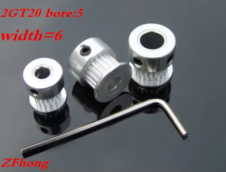 

1pc GT2 Timing Pulley 20 teeth Alumium Material Inner Diameter 5mm for 6mm width belt 3d printer RedRap gt2 pulley