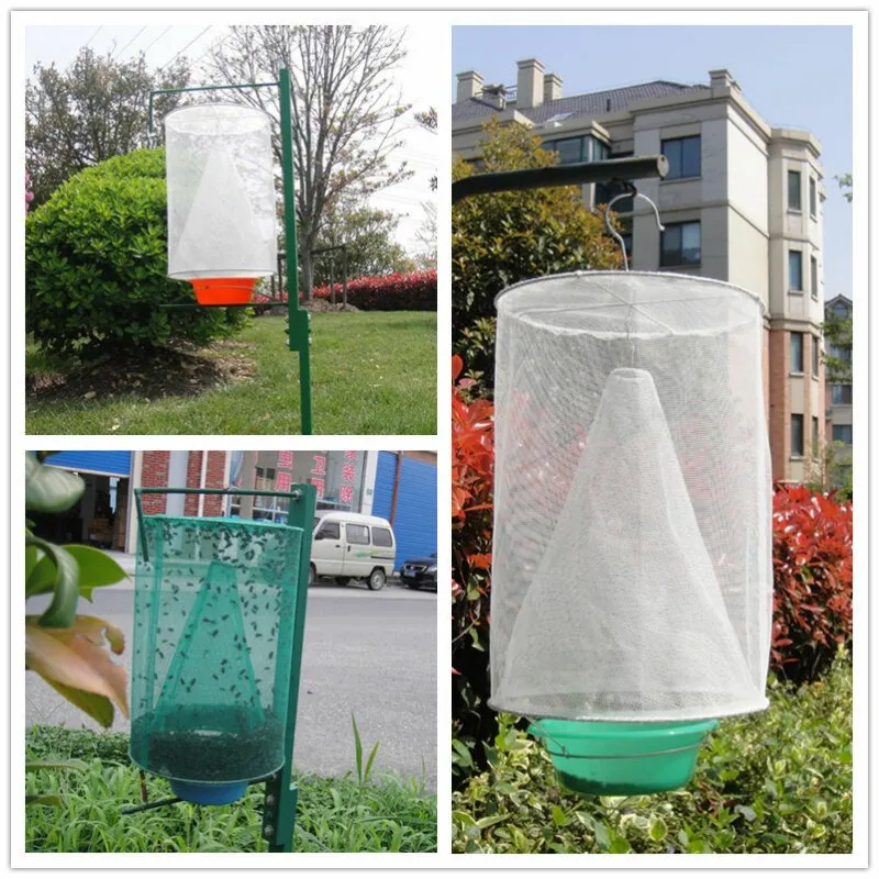 

WCIC Foldable Reusable Hanging Fly Catcher Killer Flies Flytrap Zapper Cage Net Trap without White Pot Pest Control