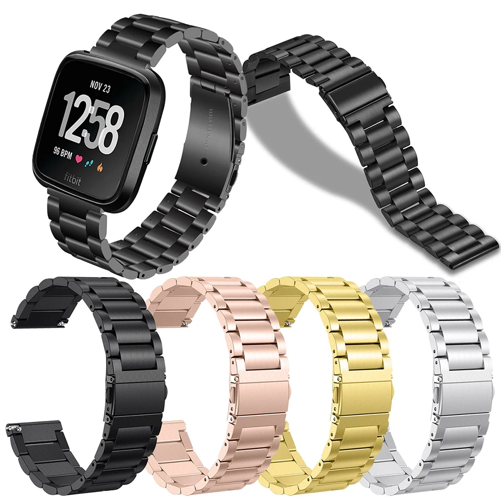 Edelstahl Band Für Fitbit Versa Uhr Metall Armband Schleife Verschluss