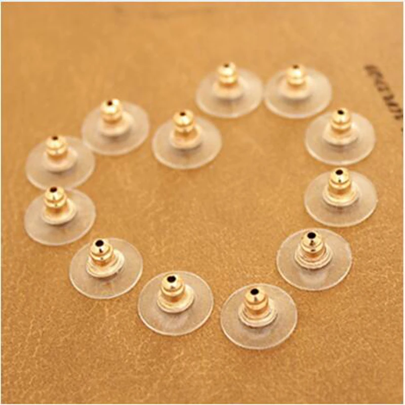 

50 pcs/lot Jewelry Silver-color Golden Color Round Earnuts Stud Earrings for Women Back Stoppers Findings Useful Jewelry