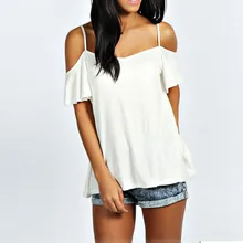 T-shirt Women Sexy Casual Off Shoulder Casual Solid Stretch Top Tees Blusas Fashion brand Summer Tops 2017 Fanoni