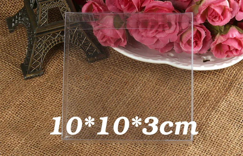 

10*10*3cm DHL fast shipping Transparent Clean PVC box/The plastic cube boxes Gift Pastry biscuit boxes Display case 200pcs/set