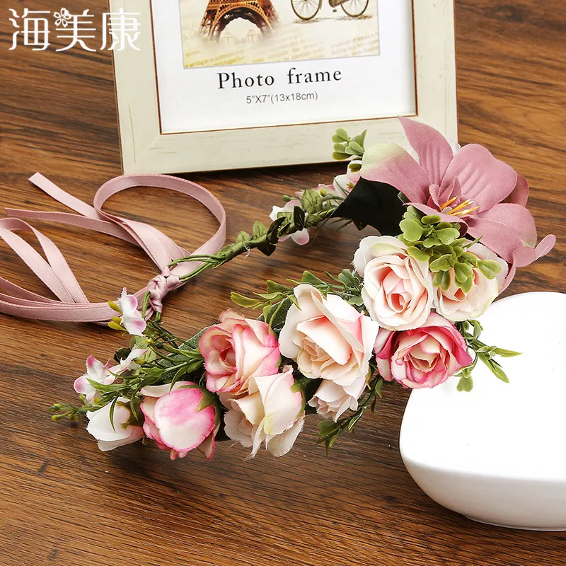 Haimeikang Fashion Boho Lily Flower Headband 4 Colors 2023 New Vacation Beach Floral Headwear for Women Beauty Hair Accessories