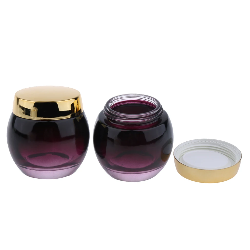 2Pcs 120g Glass Mask Jar Cream Containers Cosmetic Empty Can Sample Bottle - Purple Gradient Bottle Body - Refillable/Reusable