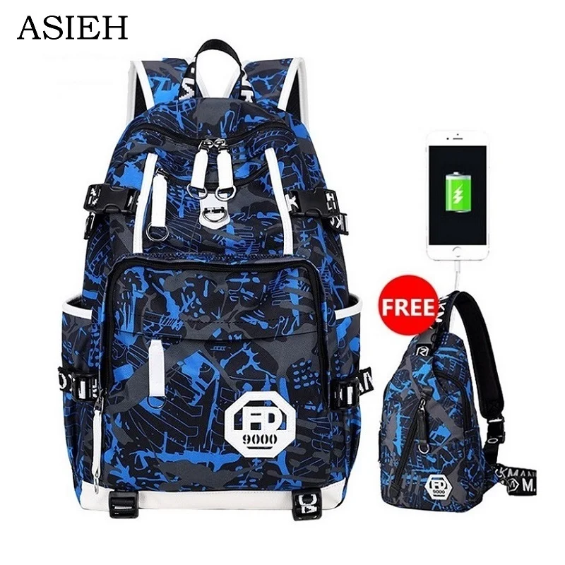 high qualit anti theft blue waterproof boys school backpack one