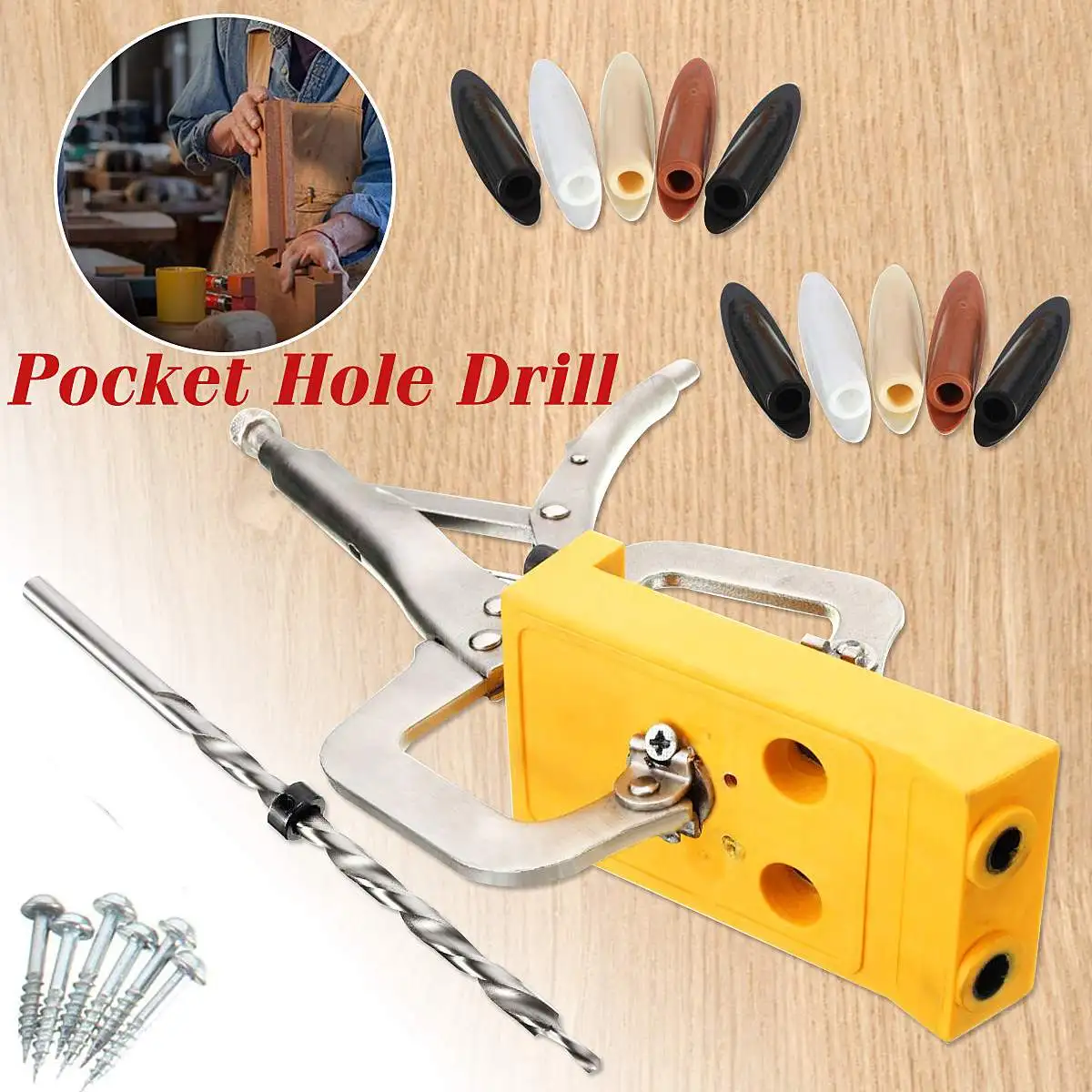 

Woodworking Pockets Hole Jig Kit Drill Guide Set Hole Puncher Locator Jig Drill Bit Set For DIY Repair Carpentry Tools