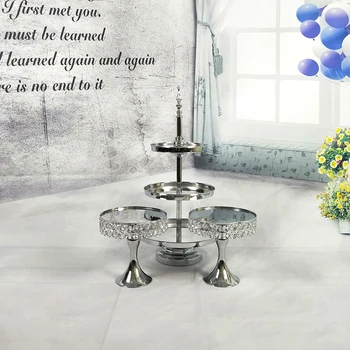 

Silver Wedding Dessert Table Wedding Decoration Cake Stand Tray Set mirror tray for party