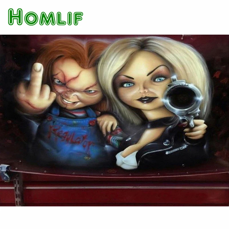 

HOMLIF Diamond Embroidery"Bride of cartoon"5d diy Diamond Painting,Cross Stitch,3D,Diamond Mosaic terror movie cartoon painting