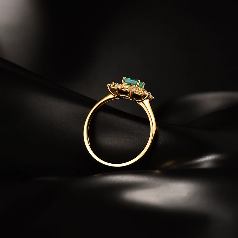 special design natural diamond colombia emerald ring real 14kt