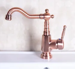 Antique Red Copper Brass Single Handle Square Bathroom Kitchen Basin Sink Faucet Mixer Tap Swivel Spout Deck Mounted mnf254