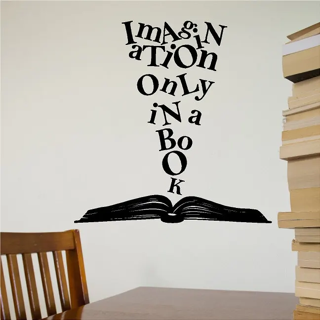 

YOYOYU Art Home Decor Imagination Olny In A Book Wall Decal Vinyl Sticker Book Library Bedroom Living Room Decoration WW-520