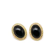 Черные овальной формы сплава модные милые серьги
