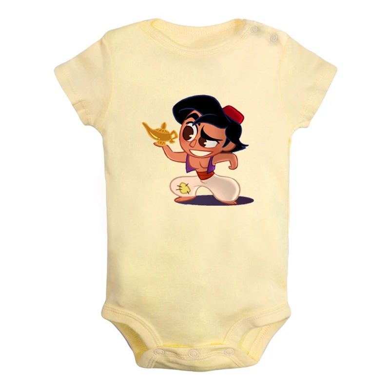 Маленькая Русалочка Ариэль милый Аладдин и волшебная лампа Одежда для новорожденных девочек и мальчиков комбинезон с короткими рукавами, костюмы из хлопка - Цвет: ieBodysuits4023Y