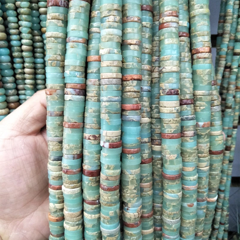 

2x4 3x6 3x8 3x10mm Round Oblate Snake Stone Spacer Beads Natural Snakeskin Stone Beads 15inches For Jewelry Making DIY Necklace