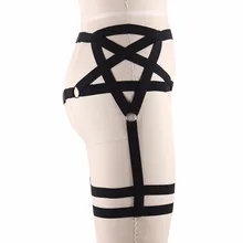 Harajuku пентаграмма подвязки панк чулки с подтяжками пояс фетиш одежда бедра белье жгуты в форме пентаграммы ноги жгут P0129