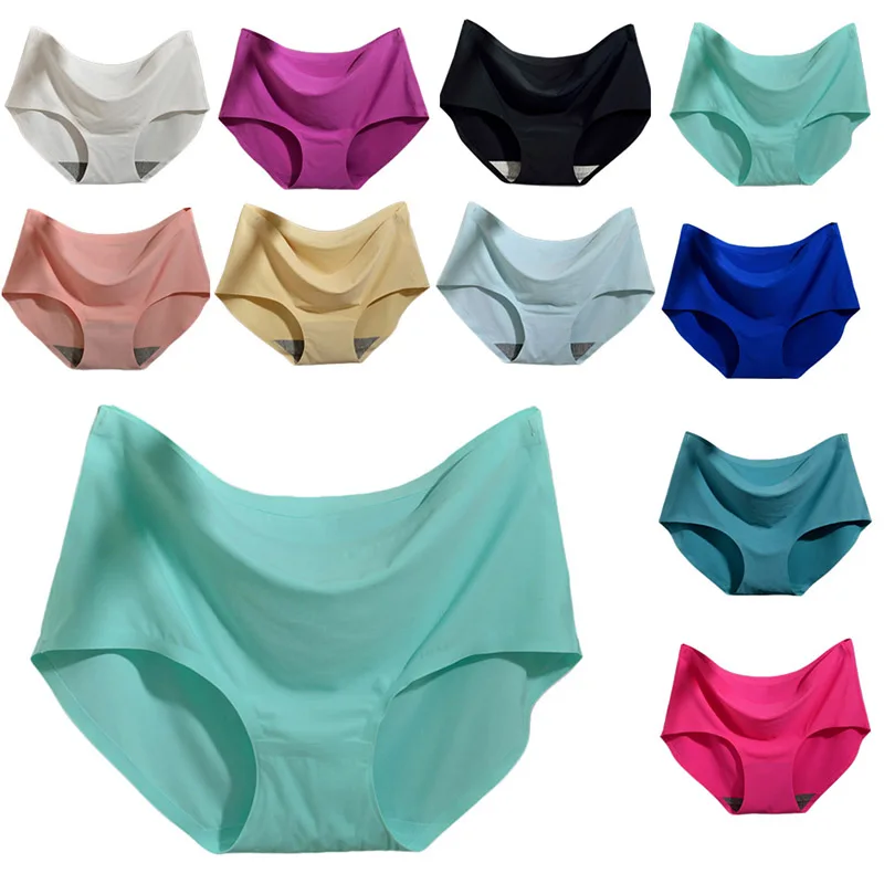 

Solid Color Comfortable Sexy Women lingerie Ice Silk Seamless Crotch Briefs Pantie Knicker Underwear Panties Intimates LB