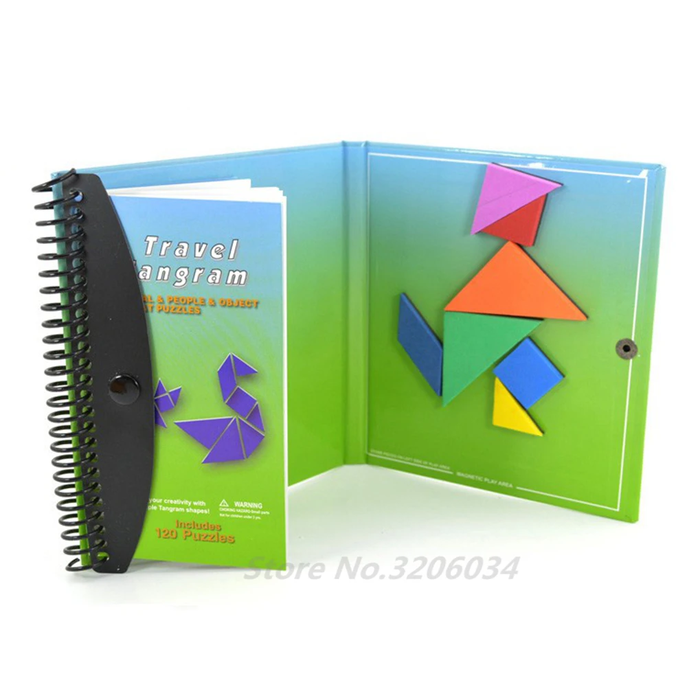 150 240 Puzzles Magnetic Mathematic Tangram Toys Children Kids Gift Challenge IQ Book Educational Magic Book (11)