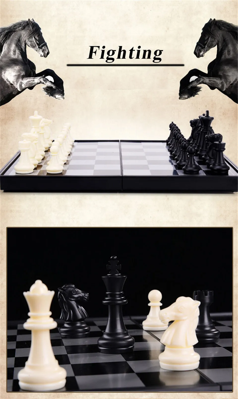 BSTFAMLY пластиковые шахматы шахматная доска Складная шахматная доска магнитная бедра пластиковые шахматы штук King высота 50/66/82 мм I2