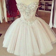 Vestidos de Formatura 2016 Kurze Kleider Schatz Weiß Strass Abendkleid Partei Vestido de Festa