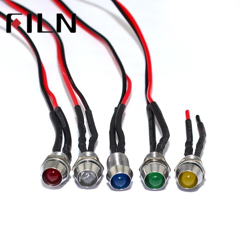 FILN 50pcs Led light pilot lamp pre wired effects 5V 12V 24V 220V LED