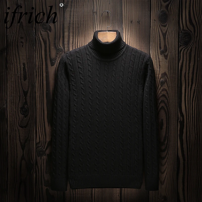 Best Price Winter Thick Warm Cashmere Sweater Men Turtleneck Mens Sweaters Brand Slim Fit Pullover Men Classic Cotton Knitwear Pull Homme